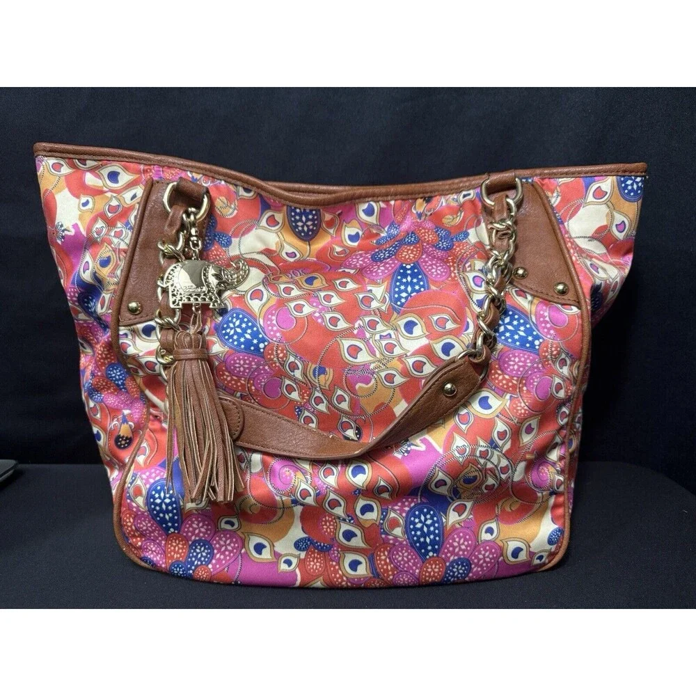 BollyDoll Summer Peacock Purse Beach 2000s Faux Leather Accents Artsy - Picture 1 of 15